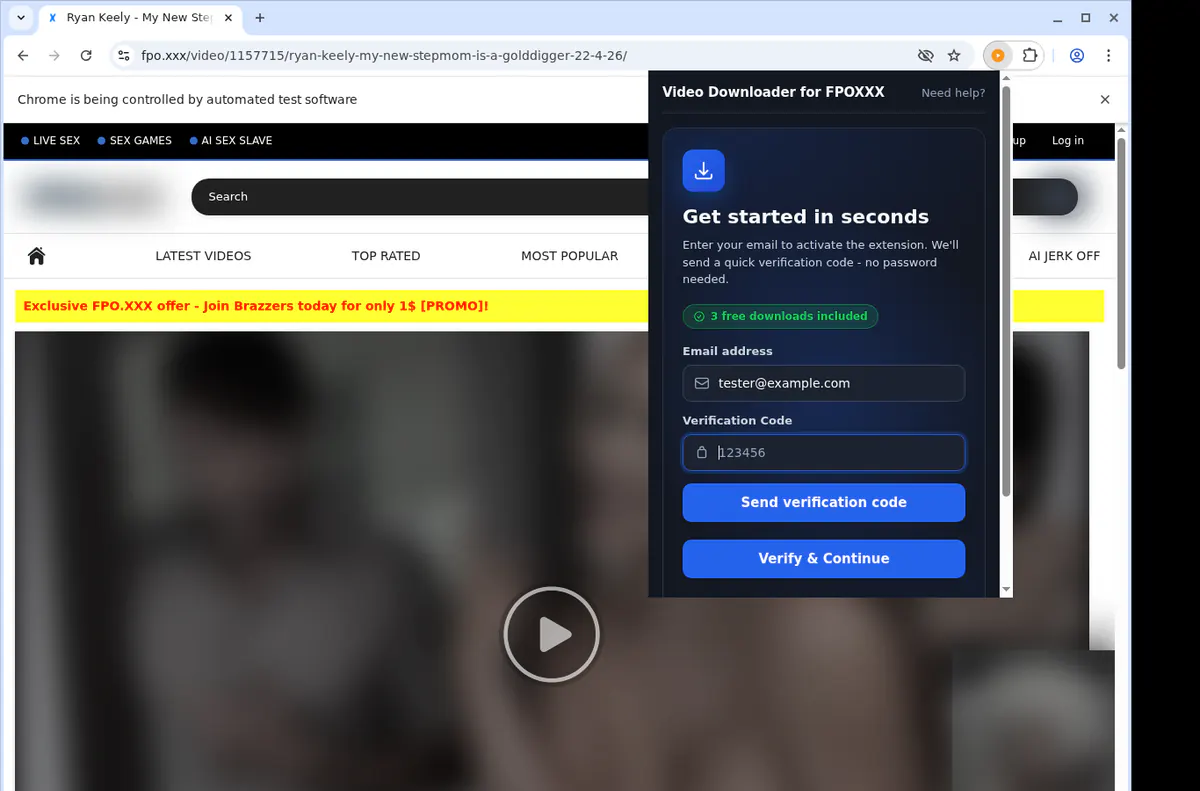 Fpoxxx Video Downloader browser extension screenshot 4